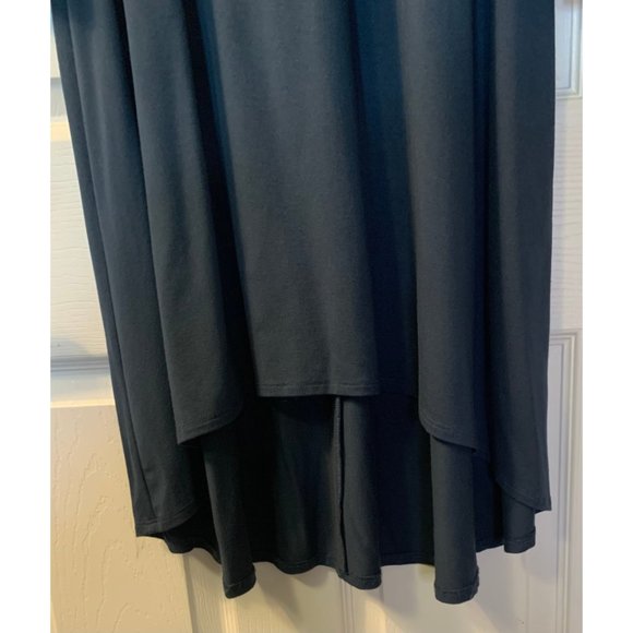 Eileen Fisher Midi Dress Size S Blue Viscose Spandex Stretch High Low Minimalist - Picture 4 of 6